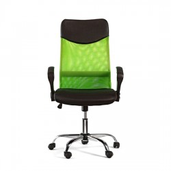 Директорски стол Monti HB, дамаска, екокожа и меш, черна седалка, зелена облегалка