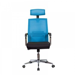 RFG Директорски стол Roma HB, дамаска и меш, черна седалка, светлосиня облегалка