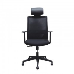 RFG Директорски стол Berry HB, дамаска и меш, черна седалка, черна облегалка