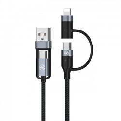 Кабел 4in1 Tellur USB/Type-C to Type-C (PD65W)/Lightning (PD20W), 1m, черен