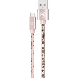 Кабел Tellur GRAFFITI USB към USB-C, 3A, 1м - Pink