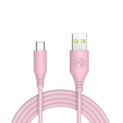 Силиконов кабел Tellur от USB към Type-C - Розов
