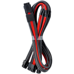 Кабел CableMod E-Series Pro ModMesh Sleeved 12VHPWR PCI-e Cable for Super Flower Leadex Platinum / Platinum SE / Titanium / V Gold Pro / V Platinum Pro, EVGA G7 / G6 / G5 / G3 / G2 / P2 / T2 (Carbon + Red, Nvidia 4000 series, 16-pin to Quad 8-pin, 60cm)
