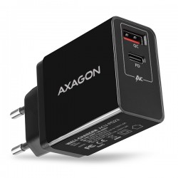 Адаптер за Захранване AXAGON ACU-DPQ100 GaN Wall charger, 3x port (USB + dual USB-C), PD3.0/QC4+/PPS/Apple, 100W, black