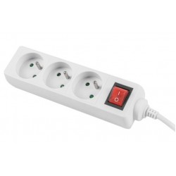  Lanberg power strip 1.5m  3 sockets  french with circuit breaker quality-grade copper cable  white