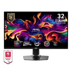  MSI MAG 321UPX QD-OLED  31.5   240Hz  0.03ms  UHD 3840x2160  Oled Care 2.0  Fanless Design with Graphene  ClearMR 13000  HDR True Black 400  AI VISION  250 nits  1500000:1  100M;1  DP (1.4a)  2x HDMI (2.1)  Type-C (DP alt. PD 15W)  Adj.Stand 100mm  VESA