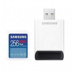  Samsung 256GB SD PRO Plus + USB Reader  Class10  Read 180MB/s - Write 130MB/s