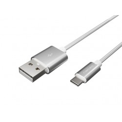  Natec USB-C(M) -> USB-A (M) 2.0 cable 1m. Silver nylon