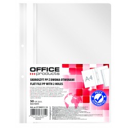 Папка Office Products с прозрачно лице с перф, бяла