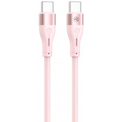 Силиконов кабел Tellur от USB-C към USB-C - Розов