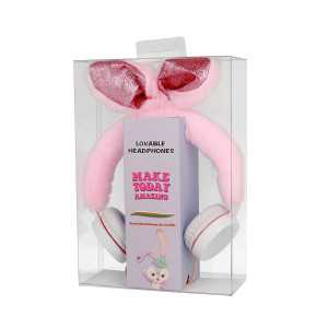 Детски жични слушалки Gjby Plush Rabbit Kids - Розови