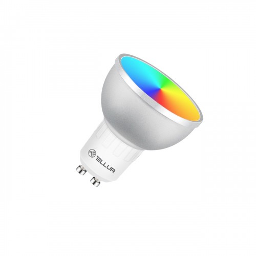 Wi-Fi LED крушка Tellur GU10, 5W - Бяла, топла и RGB светлина