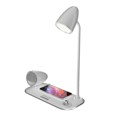 Безжично настолно зарядно устройство Tellur Nostalgia с Bluetooth колонка и лампа - White