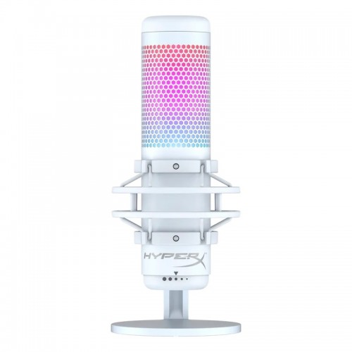 Настолен геймърски микрофон HyperX QuadCast S, RGB светлини - Бял