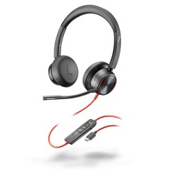 HP Poly BLACKWIRE 8225 стерео слушалки, UC, ANC, USB-C