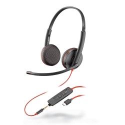 HP Poly BLACKWIRE C3225 стерео слушалки, USB-C & 3.5мм жак
