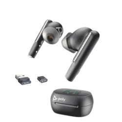 HP Poly Voyager Free 60+ UC слушалки тапи, Bluetooth, MS, USB-A, калъф за зареждане с тъчскрийн, черни