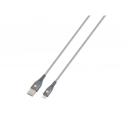 Кабел Skross, USB-A - Lightning, Метална оплетка, 1.20 м, Сив
