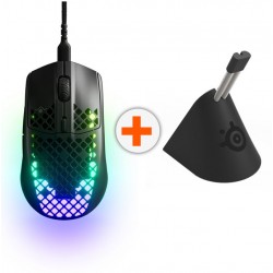 Гейминг комплект SteelSeries - Aerox 3 2022 + Mouse Bungee, черен
