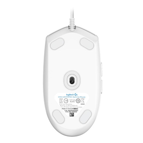 Геймърска мишка Logitech G102 LightSync, RGB, Оптична, Жична, USB - Бяла