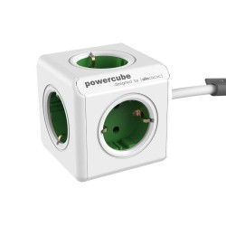 Разклонител Allocacoc PowerCube EXTENDED (1300GN) с 1,5 m кабел - Зелен