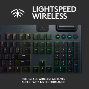 Безжична геймърска механична клавиатура Logitech, G915 Lightsync RGB, Tactile суичове