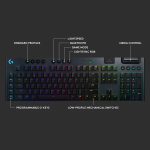Безжична геймърска механична клавиатура Logitech, G915 Lightsync RGB, Linear суичове