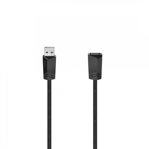 Удължителен кабел HAMA, USB-A женско - USB-A мъжко, 5 м, екраниран, черен