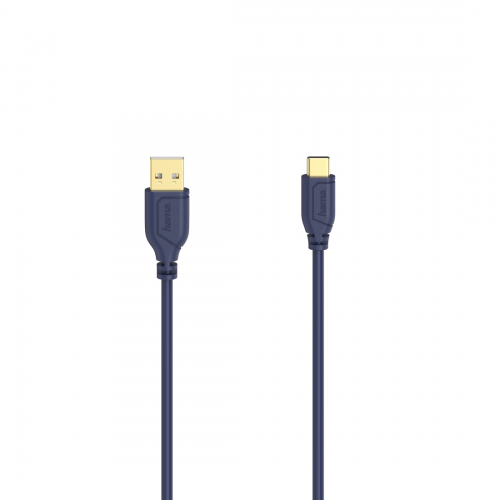 Hama Flexi-Slim Charging/Data Cable, USB Type-C - USB 2.0, 0.75 m, blue depth