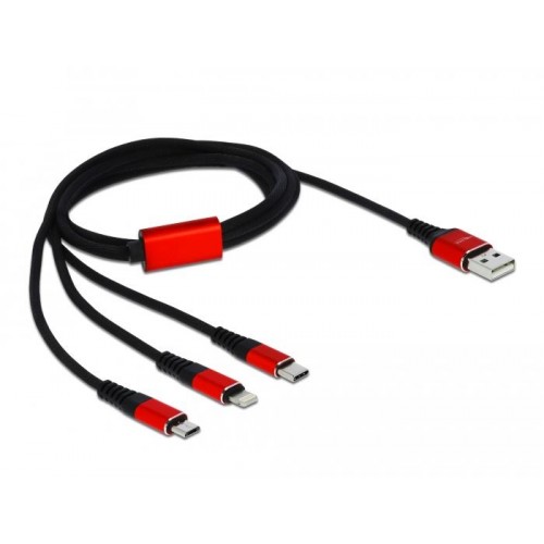 Delock USB Charging Cable 3 in 1 for Lightning™ / Micro USB / USB Type-C™ 1 m