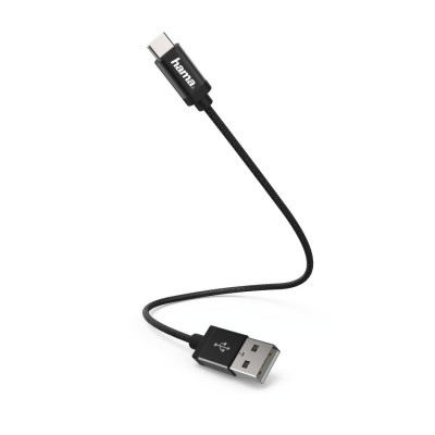 Кабел HAMA  USB-C мъжко -USB 2.0 A мъжко, 0.2 м., 480Mbit/s,Черен