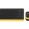 Комплект клавиатура и мишка A4TECH Fstyler F1110, Безжичен, Черен/Жълт