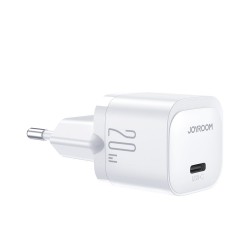 Joyroom Mini USB-C PD Fast Charger 20W - захранване за ел. мрежа с USB-C изход с технология за бързо зареждане (бял)
