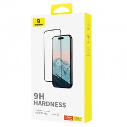 Baseus Diamond Tempered Glass Film (0.30mm) - калено стъклено защитно покритие за дисплея на iPhone 15 Plus (черен-прозрачен)