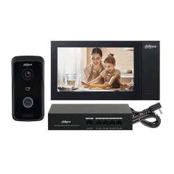 Комплект еднофамилна видеодомофонна система Dahua KTP02+VTO2111D-P-S2+VTH2421FB-P