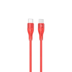 Силиконов кабел Tellur от USB-C към USB-C - Червен