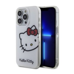 Hello Kitty IML Head Logo Case - дизайнерски силиконов кейс за iPhone 15 Pro (бял)